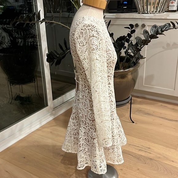 VGUC The Jetset Diaries Samba dress white lace long sleeve fit &flare scoop back - Picture 7 of 12